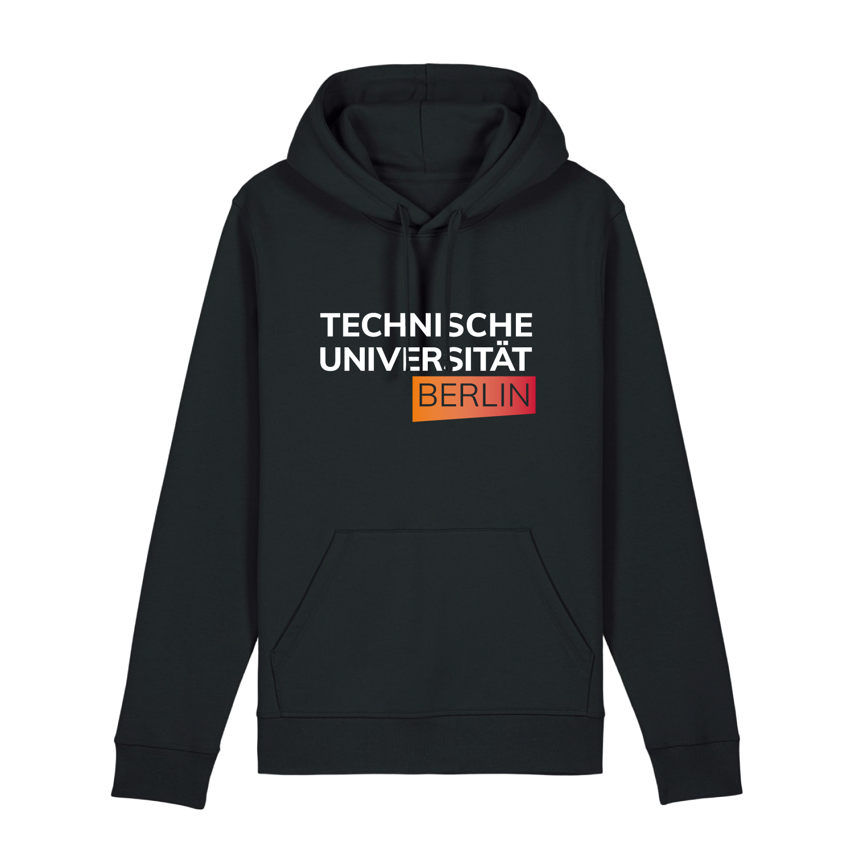 eco hooded sweater black, orange/red